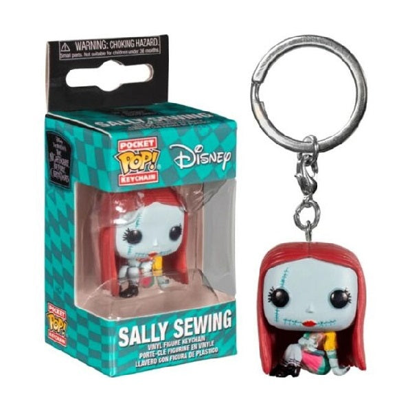 Confezione originale Funko con loghi Keychain Disney Sally Sewing colori azzurro giallo rosso