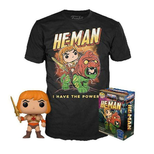 Confezione originale Funko con loghi Masters Of The Universe He-Man T-shirt Bundle Glows In The Dark colori nero giallo verde rosso