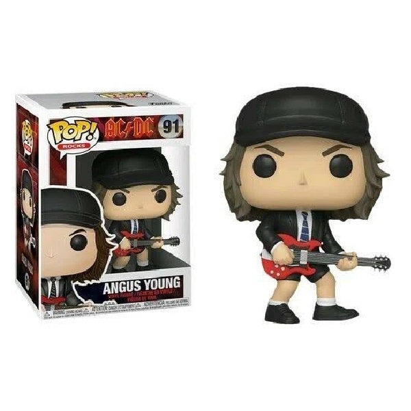 Confezione originale Funko con loghi AC/DC Angus Young colori bianco nero rosso