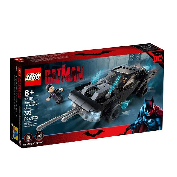 Confezione originale Lego con logo the batman e batmobile, inseguimento pinguino