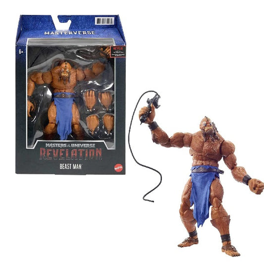 Confezione originale Mattel con loghi Masterverse Masters Of The Universe Revelation Beast Man colori blu arancione nero