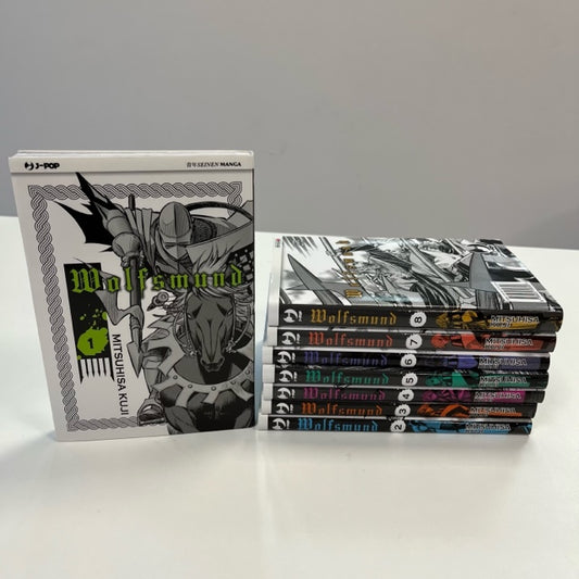 Wolfsmund Manga J-Pop Mitsuhisa Kuji Serie Completa, seinen , cavaliere con lancia a cavallo in copertina volume 1