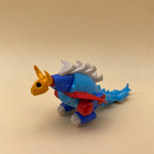 Daiku Maryu Gaiking Minifigure Bandai, altezza 5cm, lunghezza 12cm, robot anni 80, blu,rosso,giallo,azzurro e grigio, forma dinosauro