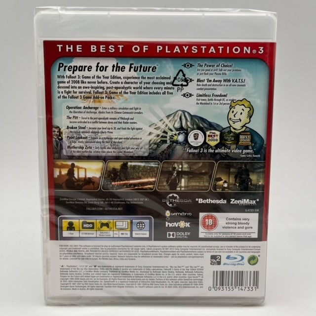 Fallout 3 Game Of The Year Edition Essentials Sony Playstation 3 Pal Uk (NUOVO)