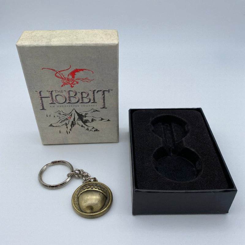 portachiavi bottone bilbo ottone cofanetto beige nero gioiello signore anelli