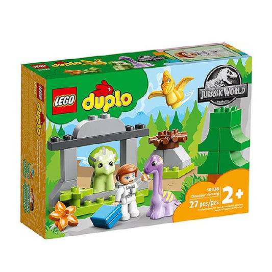 Confezione originale Lego con loghi duplo jurassic world asilo dinosauri colori rosso giallo verde bianco