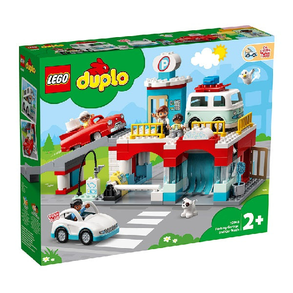 confezione originale lego con logo. Autorimessa e autolavaggio, colori verde azzurro rosso.