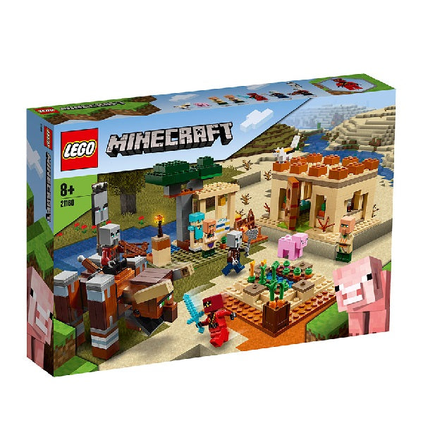 Confezione originale Lego con loghi minecraft incursione di bestia colori azzurro verde rosa