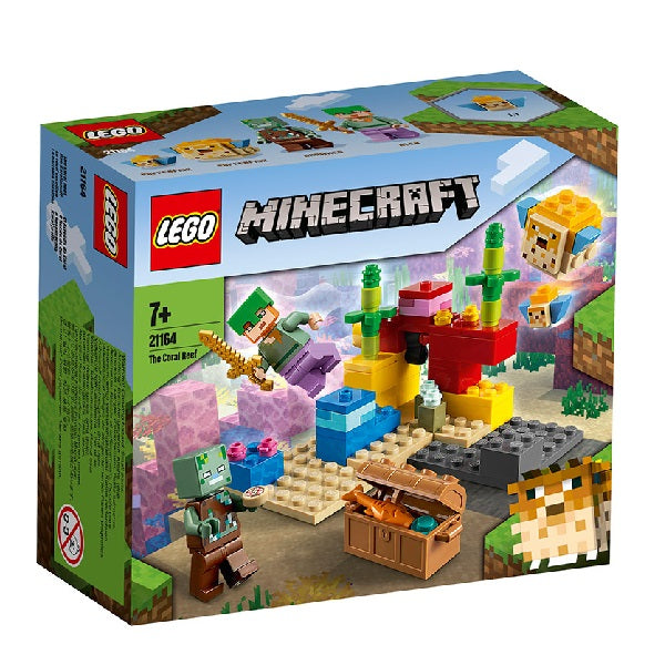 Confezione originale Lego con loghi minecraft la barriera corallina colori verde violetto rosso giallo