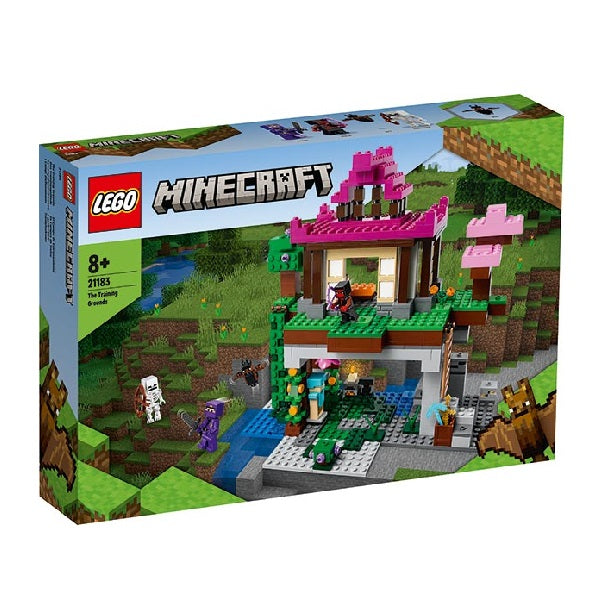 Confezione originale Lego con loghi minecraft campi d'allenamento colori azzurro verde marrone rosa