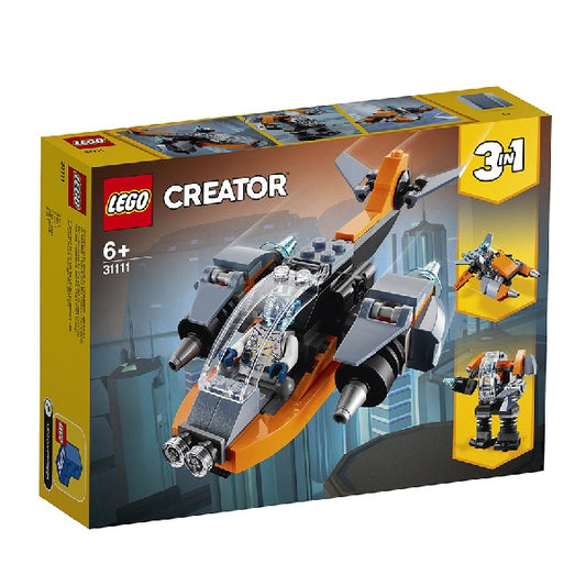 Confezione originale Lego con loghi creator cyber drone colori giallo arancio grigio nero