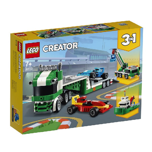 Confezione originale Lego con loghi creator trasportatore auto corsa colori azzurro verde rosso giallo grigio