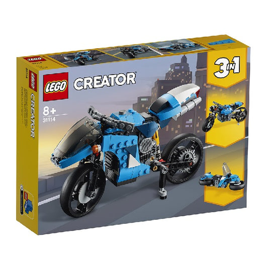 Confezione originale Lego con loghi creator superbike colori giallo blu grigio