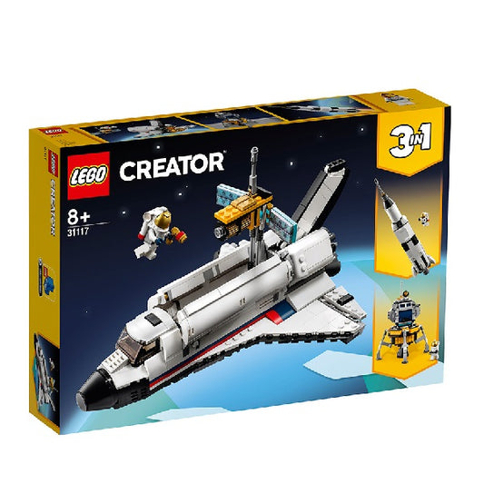Confezione originale Lego con loghi creator avventure space shuttle colori blu bianco giallo