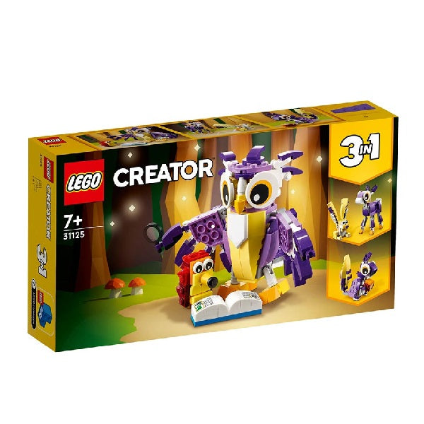 Confezione originale Lego con loghi creator creature foresta fantasy colori giallo marrone verde viola bianco