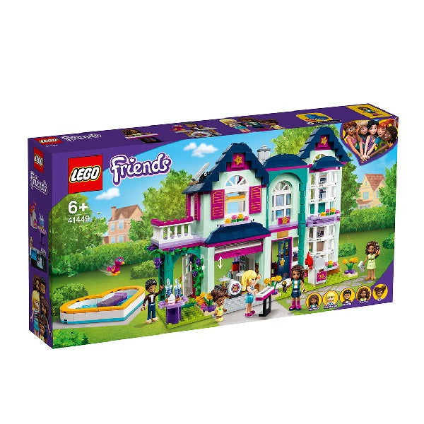 Confezione originale Lego con loghi friends villetta famiglia Andrea colori viola bianco blu verde