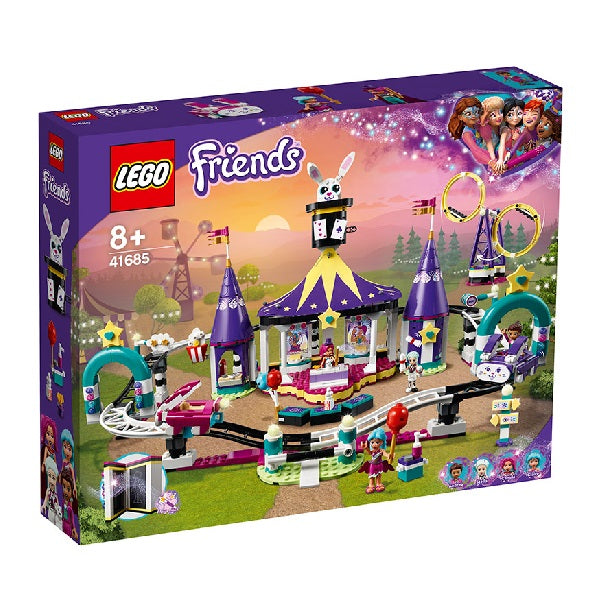 Confezione originale Lego con loghi friends montagne russe luna park colori viola verde bianco azzurro