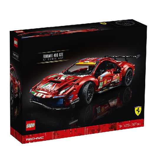 Confezione originale Lego con loghi technic ferrari 488 GTE AF Corse colori nero rosso giallo