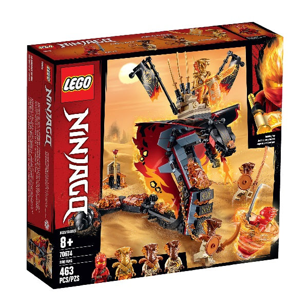 Confezione originale Lego con loghi ninjago zanna di fuoco colori rosso nero grigio
