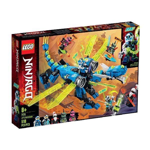 Confezione originale Lego con loghi ninjago cyber dragone di jay colori azzurro verde nero