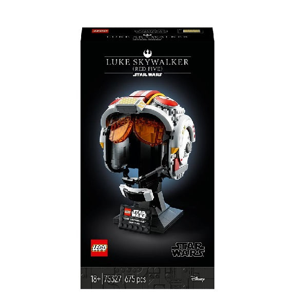 Confezione originale Lego con loghi star wars elmo di luke skywalker colori nero bianco arancio