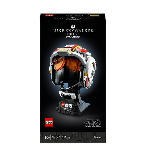 Confezione originale Lego con loghi star wars elmo di luke skywalker colori nero bianco arancio