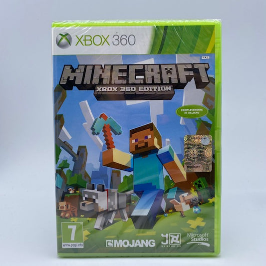 personaggio e animali composti da blocchi squadrati su sfonco cielo azzurro