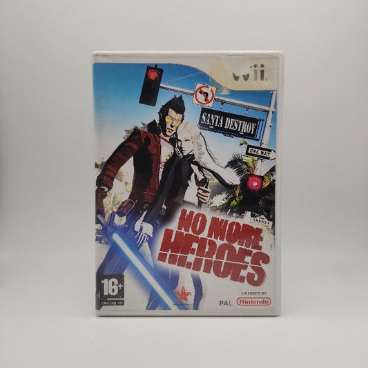 scritta rossa, sfondo bianco e azzurro, persoanggio travis giacca rossa con spada laser in mano e che stringe ragazza bionda