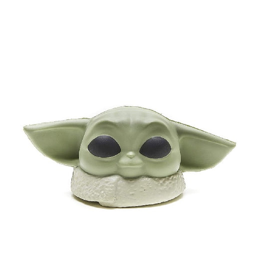 antistress a forma di the child baby yoda grogu star wars, colore verde e bianco