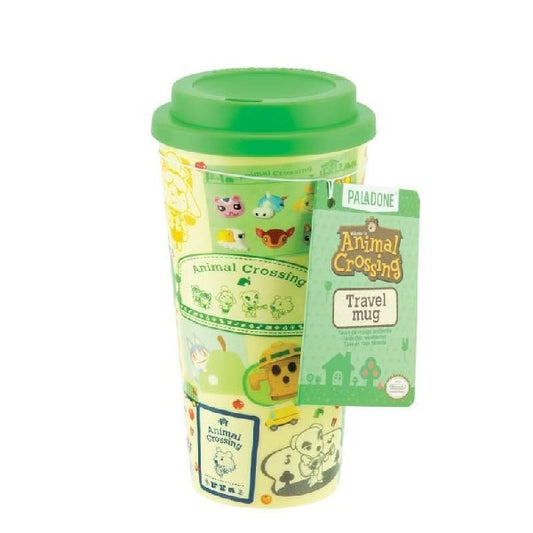 borraccia in plastica animal crossing con immagini e logo. Colore verde e giallo.