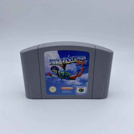 Piotwings 64 ,per N64, versione PAL, LOOSE/SOLO CARTUCCIA,foto su cartuccia con cielo azzurro e personaggio che si butta con paracadute