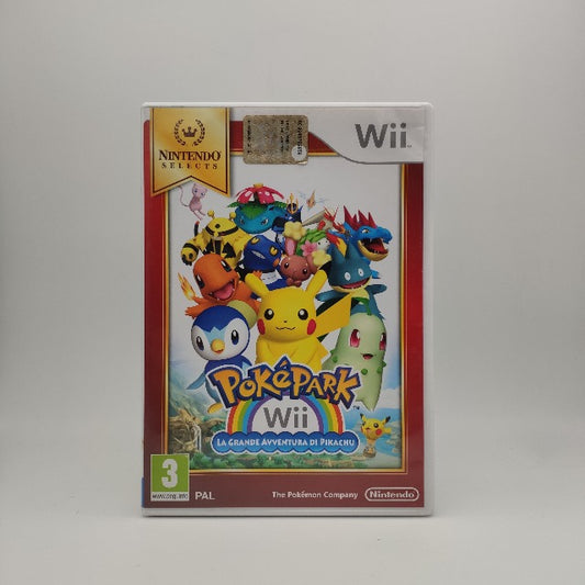 scritta gialla,blu, con arcobaleno. sfondo paesaggio con tanti pokemonriuniti, pikachu al centro