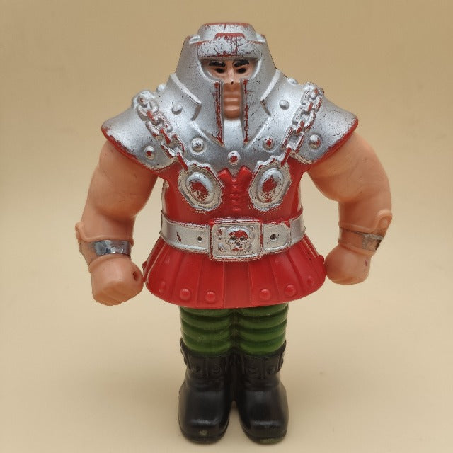 ram man persoanggio masters of the universe, motu, anno 1982, mattel, armatura rossa ed argento, verde