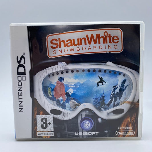 maschera protettiva da snowboard con snowboarder riflessi, evoluzioni su sfondo azzurro