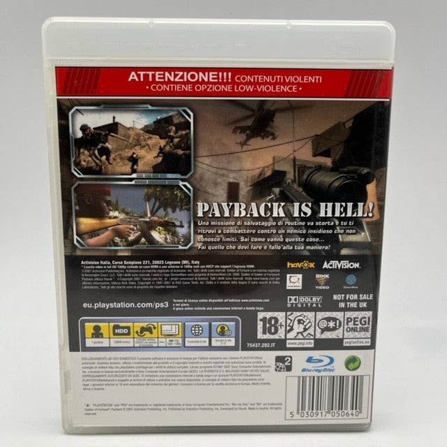 Soldier Of Fortune Payback Sony Playstation 3 Pal Ita (USATO)