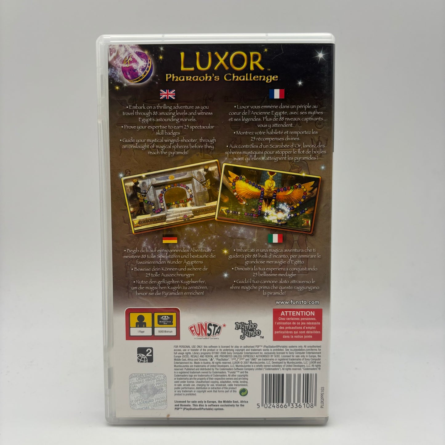 Luxor Pharaon’s Challenge Sony PSP PAL ITA (USATO)