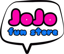 jojo fun store logo pink blue cian magenta ciano fumetto