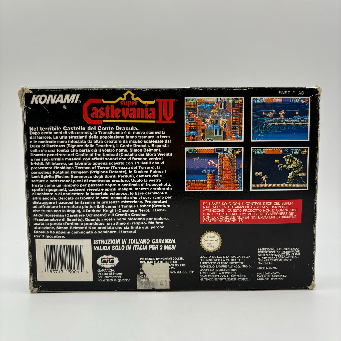 Castlevania IV 4 SNES Super Nintendo PAL ITA (Usato)