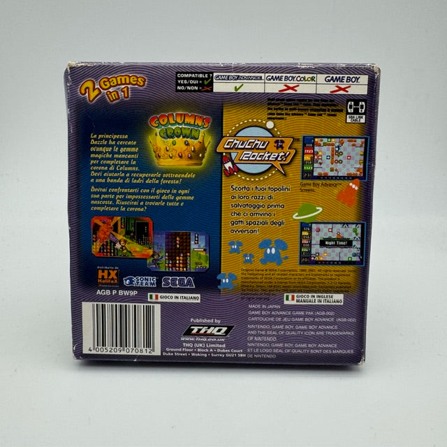 Columns Crown + ChuChu Rocket 2 Games In 1 Game Boy Advance GBA Pal Ita (USATO)