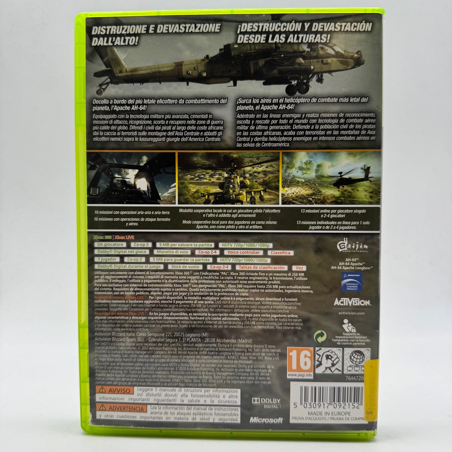 Apache Air Assault Xbox 360 PAL ITA (USATO)