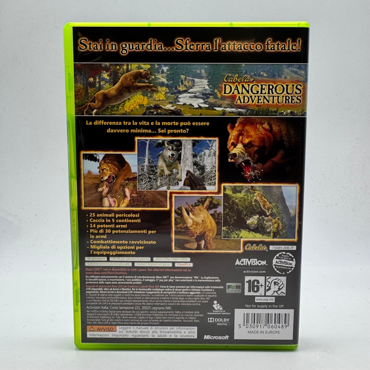 Cabela's Dangerous Adventures Xbox 360 PAL ITA (USATO)