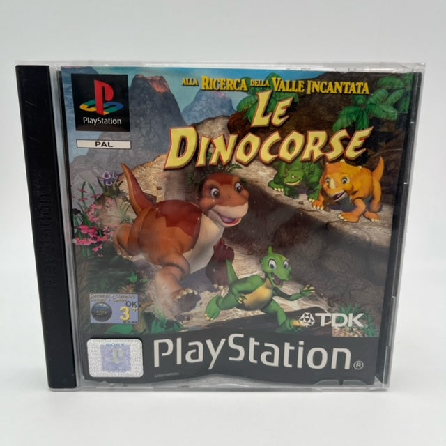 dinocorse ps1, dinosauri che corrono lungo un sentiero