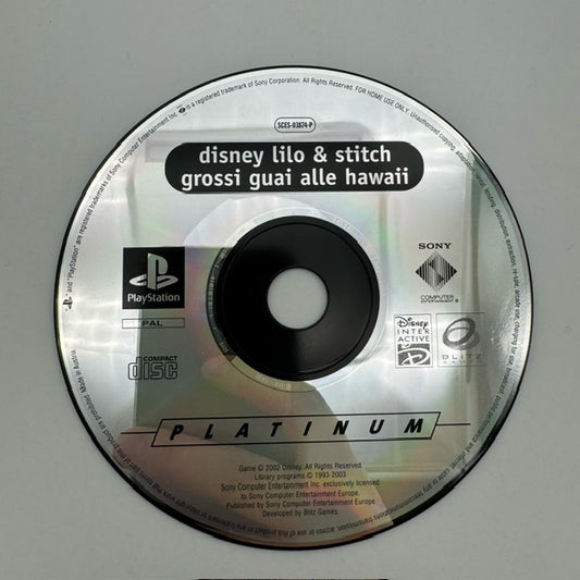 Lilo & Stitch Grossi Guai Alle Hawaii Platinum PS1 Sony Playstation 1 Pal Ita LOOSE (USATO)