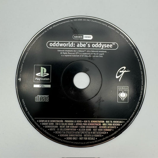 Oddworld Abe's Oddysee Demo PS1 Sony Playstation 1 Pal Ita LOOSE (USATO)