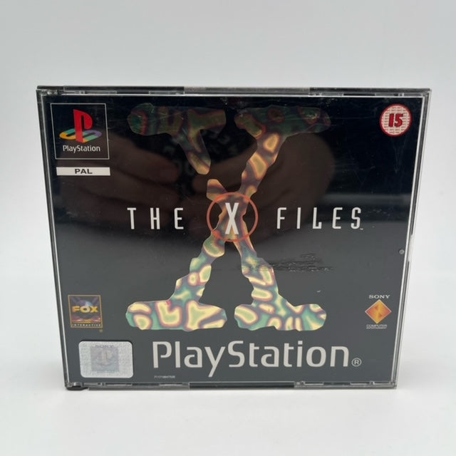 the x-files ps1, black label, sfondo nero con grande x e titolo gioco