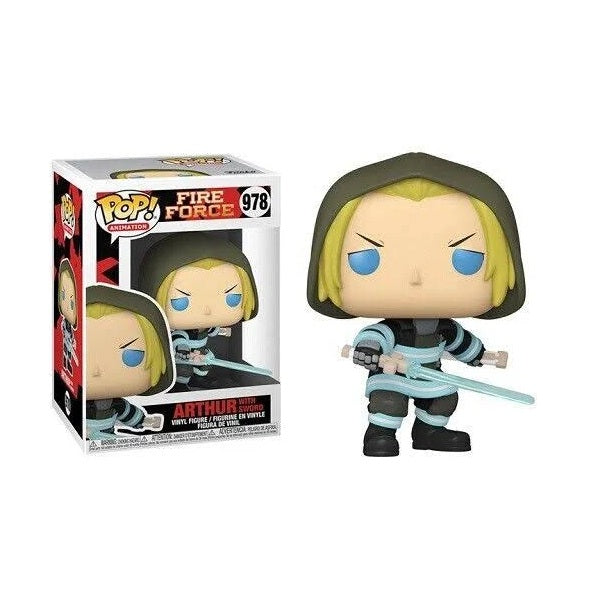 Confezione originale Funko con loghi Fire Force Arthur With Sword colori azzurro giallo nero