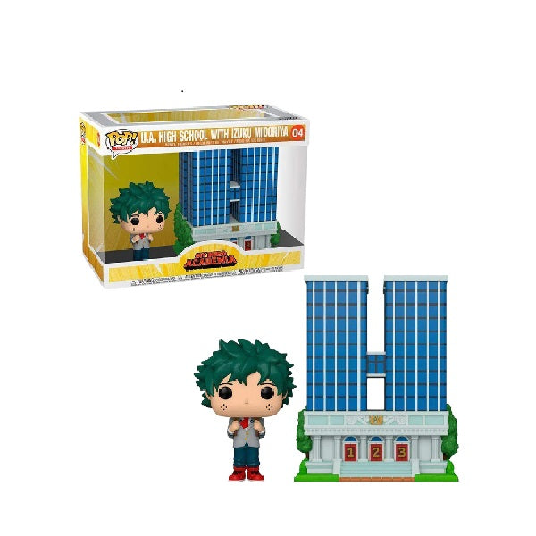 Confezione originale Funko con loghi MyHero Academia U.a.School with Izuku Midoriya colori azzurro verde grigio