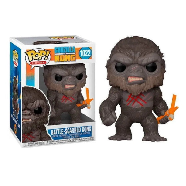 Confezione originale Funko con loghi Godzilla Vs Kong Battle-Scarred Kong colori grigio rosso nero