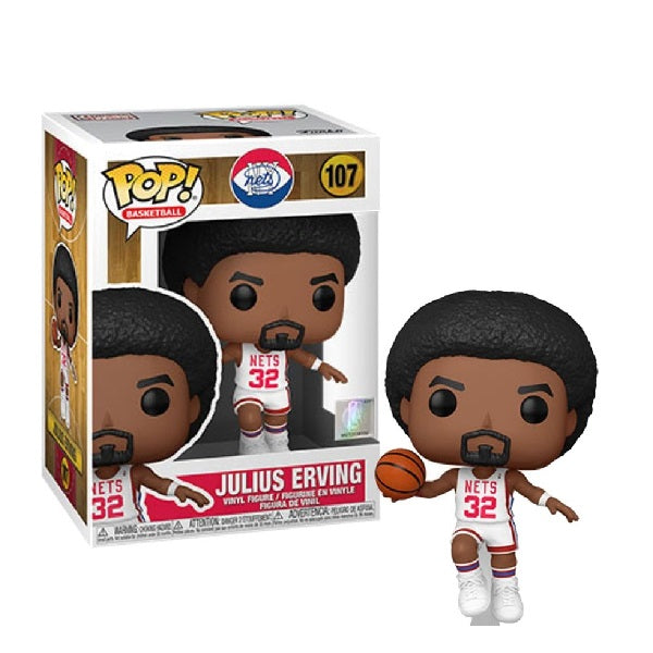 Confezione originale Funko con loghi NY Nets Julius Erving colori bianco rosso nero oro