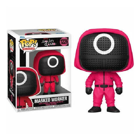 Confezione originale Funko con loghi Squid Game Masked Worker colori bianco nero rosso